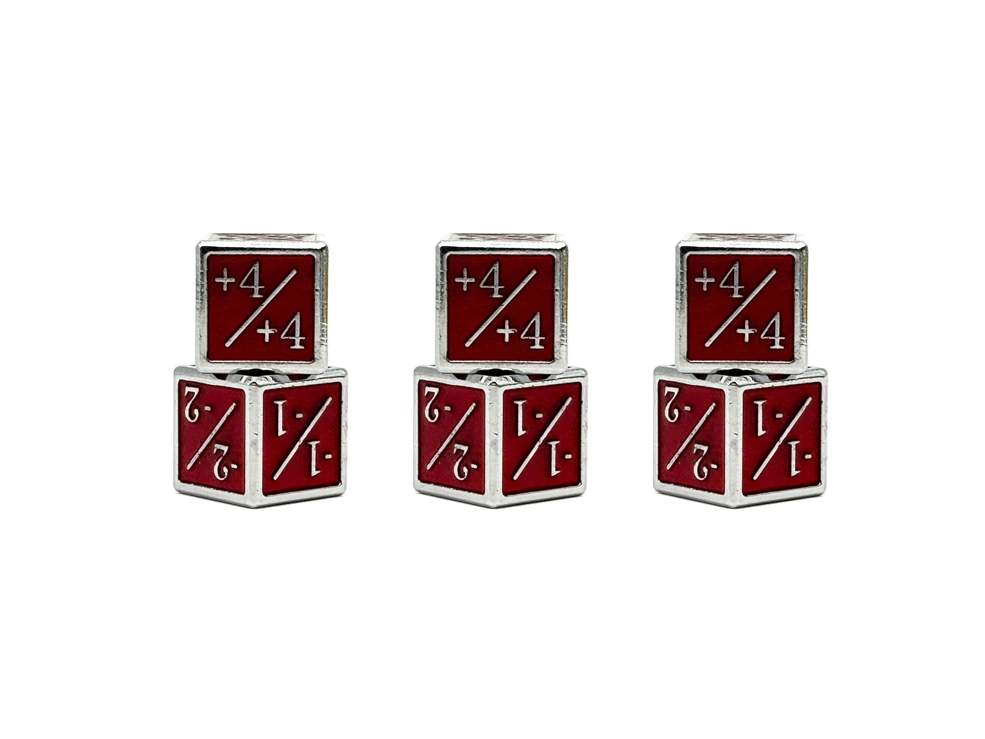 1/+1 & -1/-1 D6 Red Pack of 6 CCG Metal Dice - 