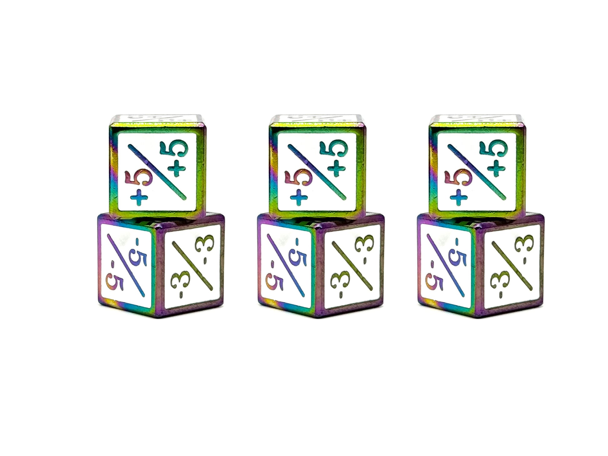 1/+1 & -1/-1 D6 White Pack of 6 CCG Metal Dice - 