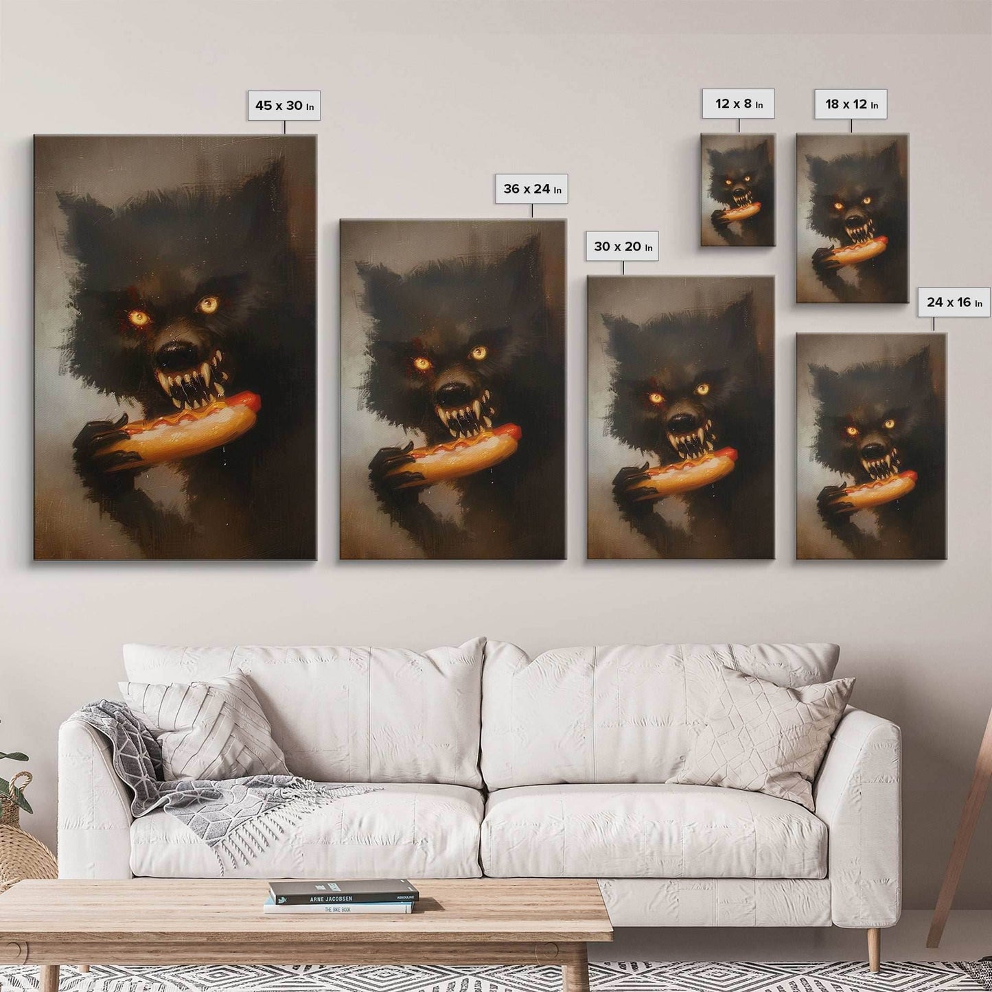 Halloween Werewolf Snarling, Framed Canvas Print, Wall Art, Home Decor, Spooky Art Monster Decor, Halloween Decor, Fantasy Art, Holiday Gift - 8x12 Inches / Gallery Wrap Canvas - Ready To Hang