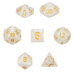 7 Die Polyhedral Dice Set in Velvet Pouch-Forbidden Treasure