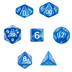 7 Die Polyhedral Dice Set in Velvet Pouch- Horizon