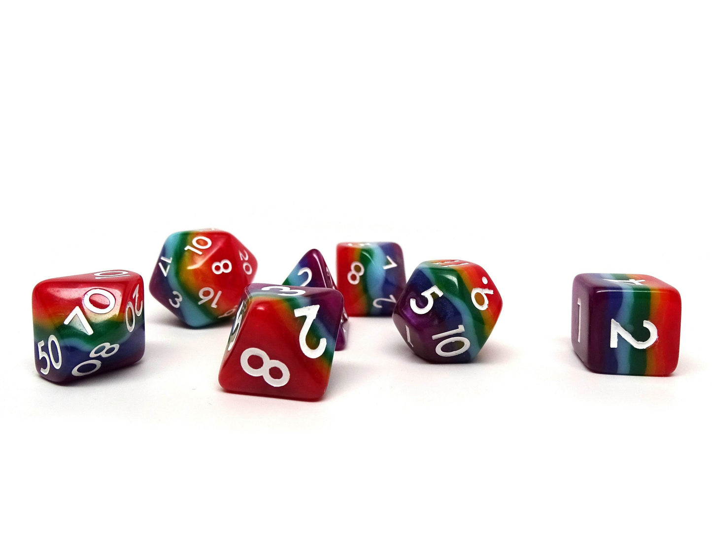 7 Tone Multi-color Dice Collection - 7 Piece Set - 