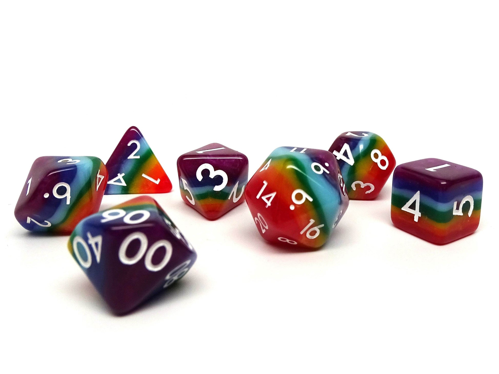 7 Tone Multi-color Dice Collection - 7 Piece Set - 
