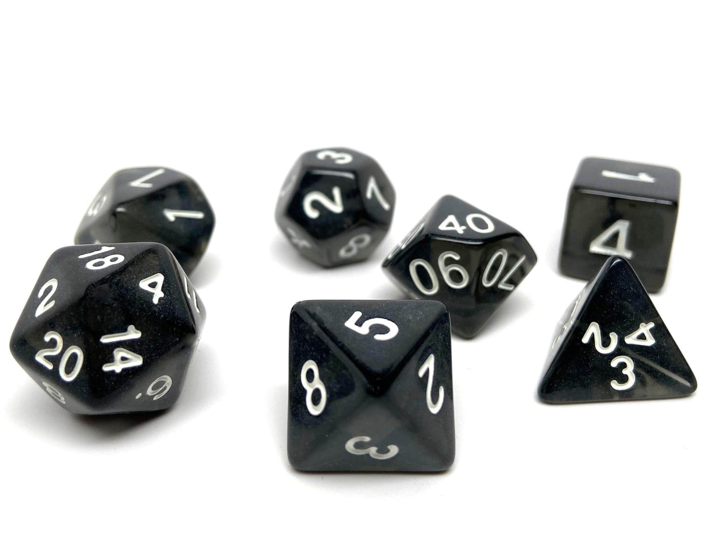 Black Opaque Dice - 7 Piece Set - 