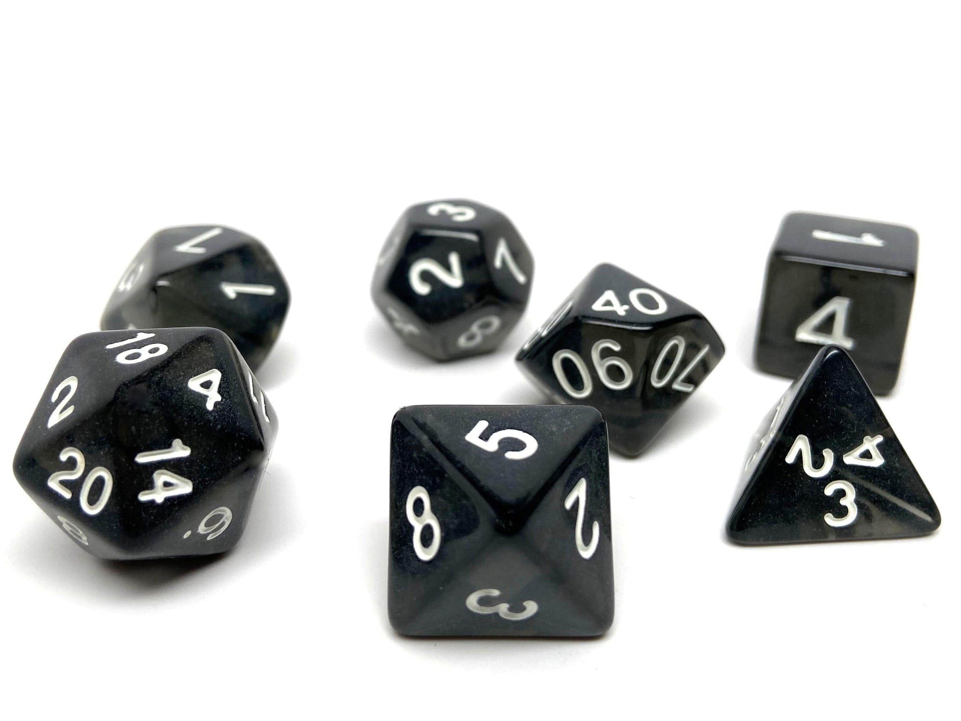 Black Opaque Dice - 7 Piece Set - 