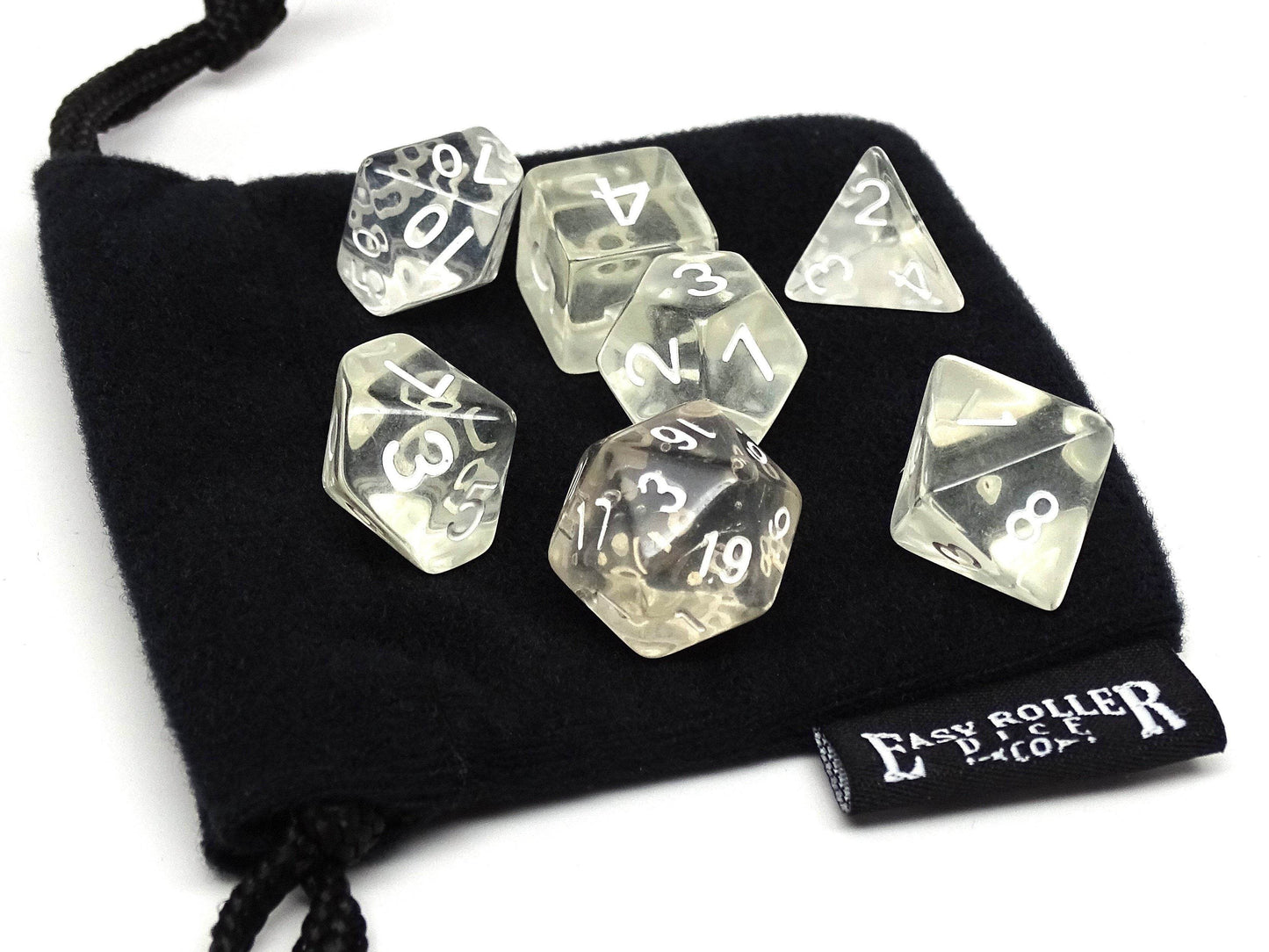 Clear Translucent Dice - 7 Piece Set - 