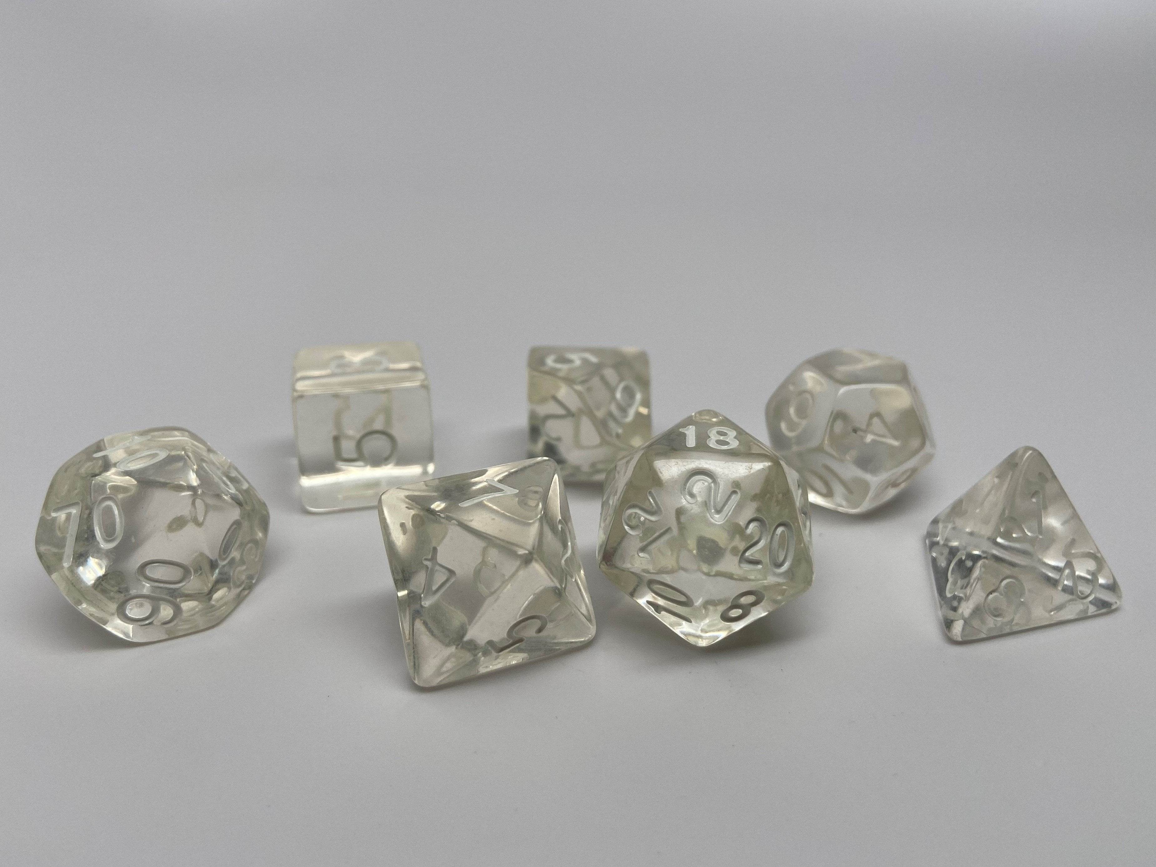 Clear Translucent Dice - 7 Piece Set - 