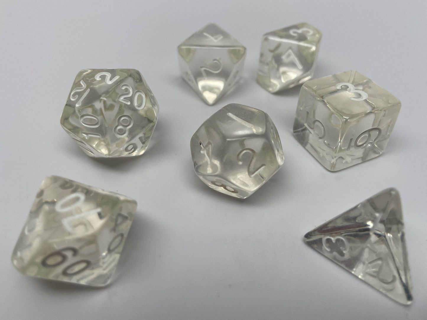Clear Translucent Dice - 7 Piece Set - 