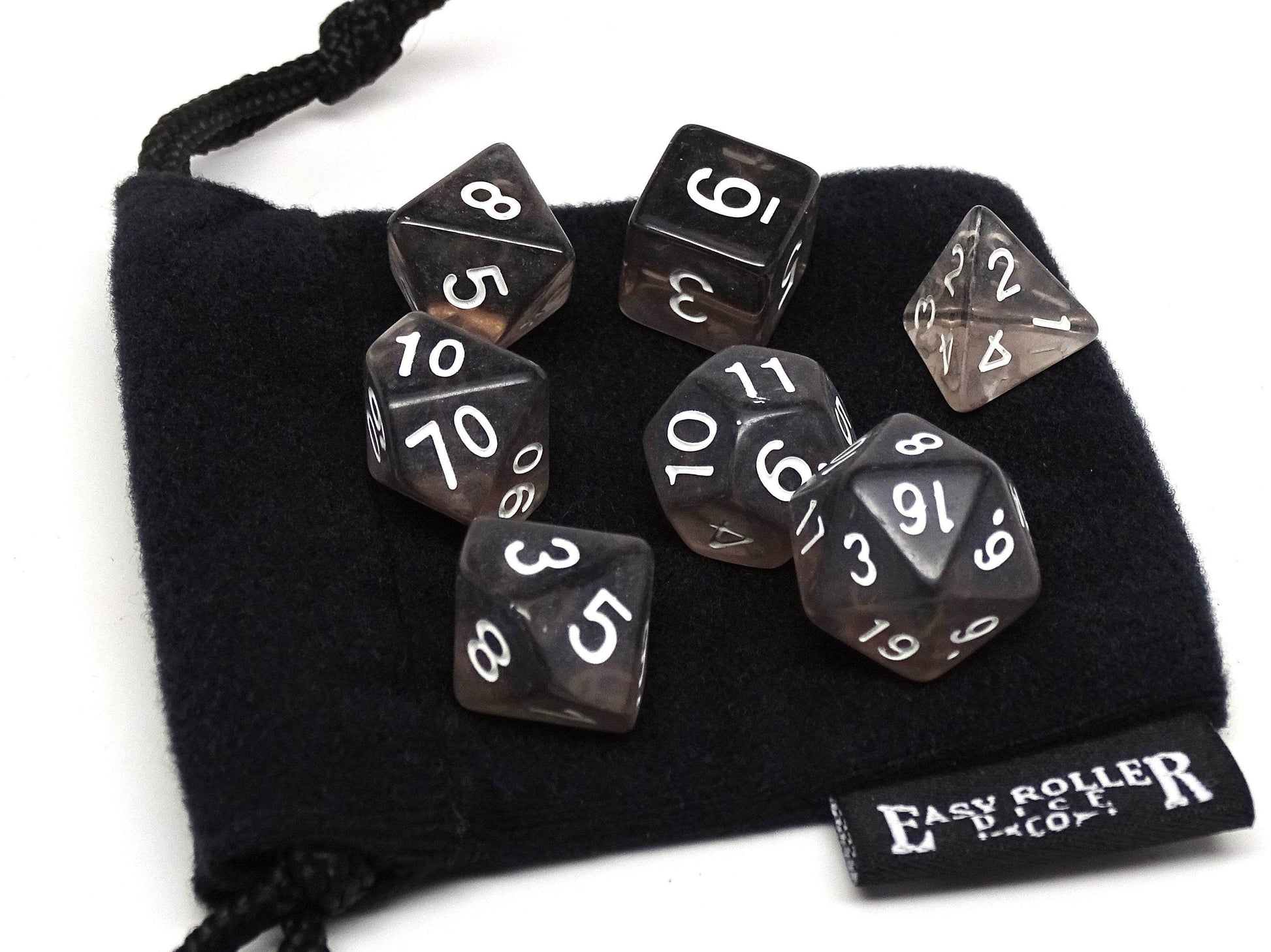 Dark Translucent Dice - 7 Piece Set - 