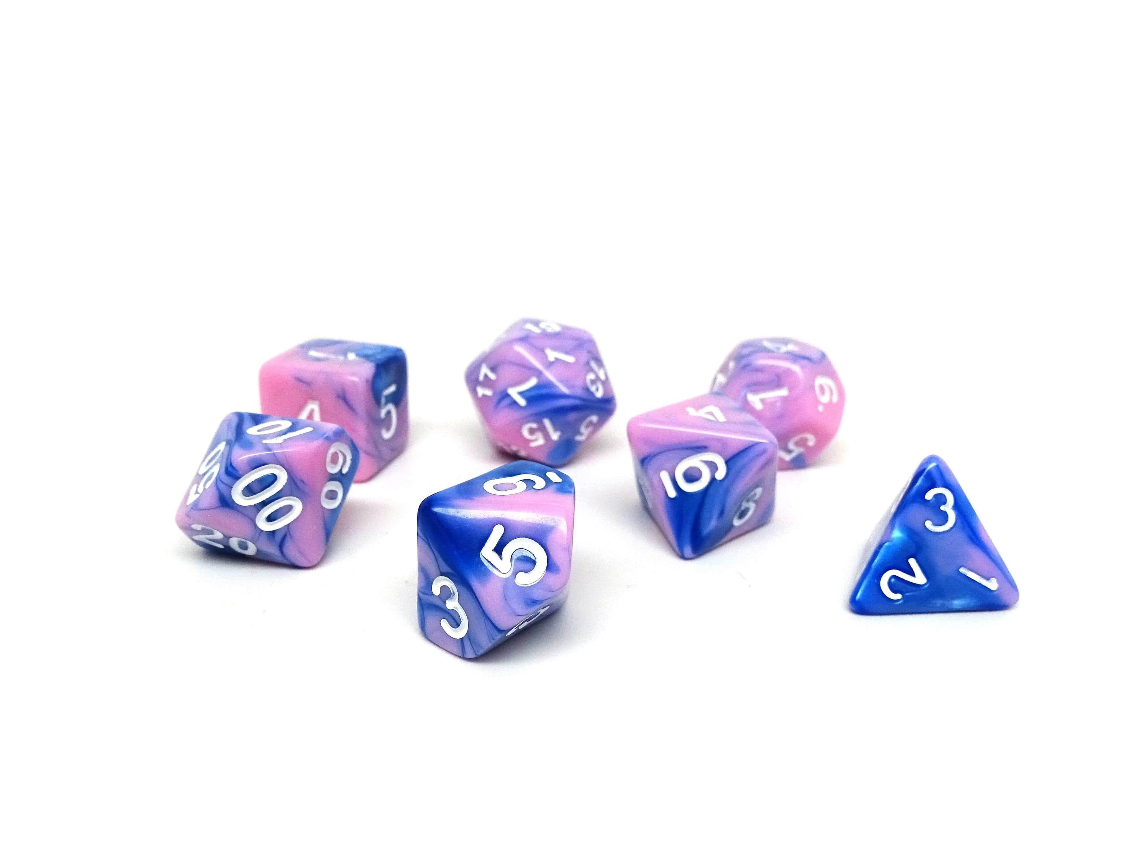 Pink and Blue Marble - 7 Piece Dice Collection - Role-Players