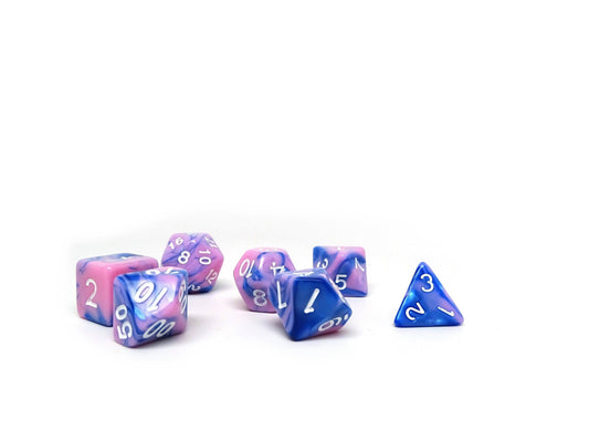 Pink and Blue Marble - 7 Piece Dice Collection - 