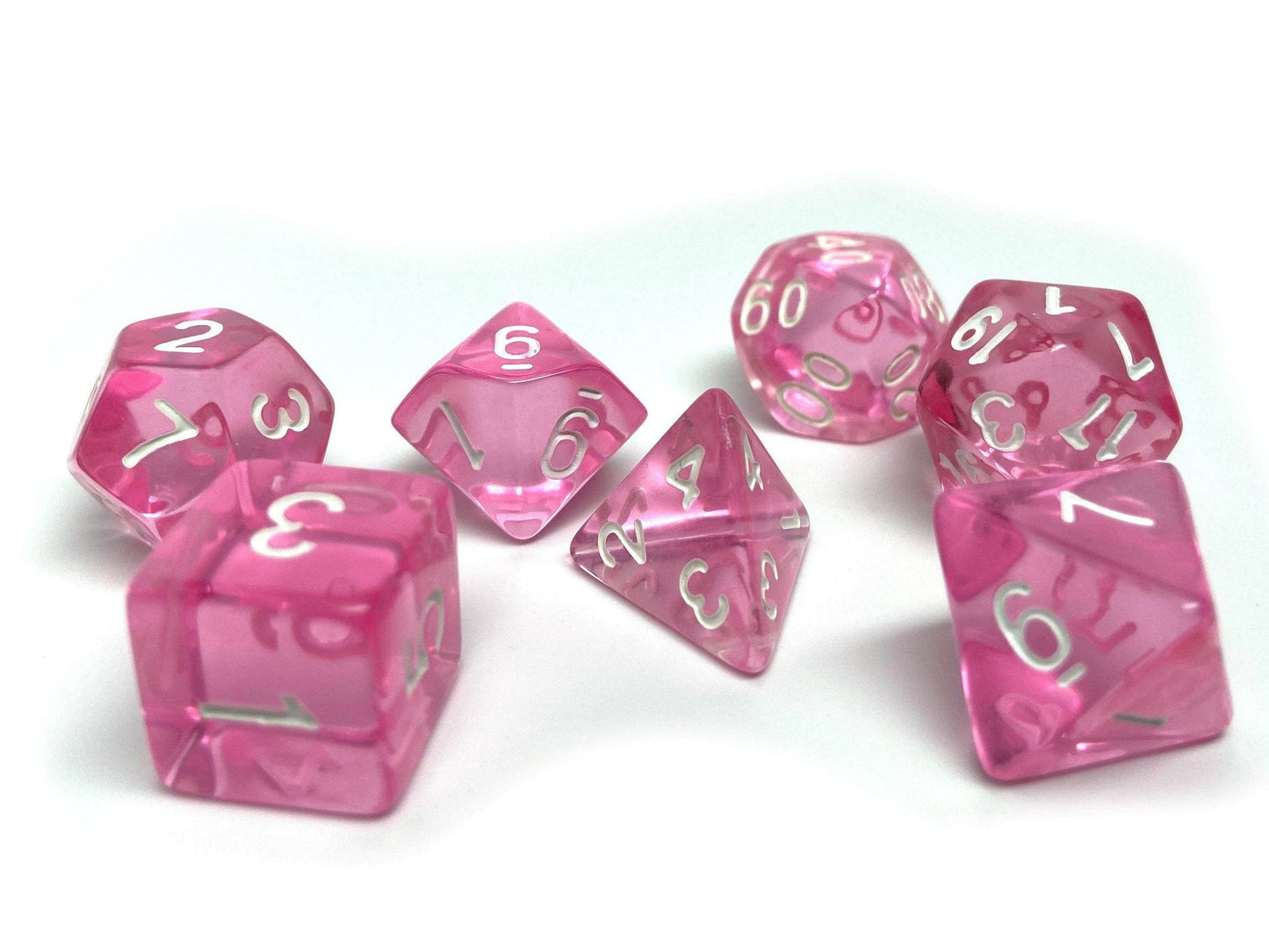 Pink Translucent Dice - 7 Piece Set - 