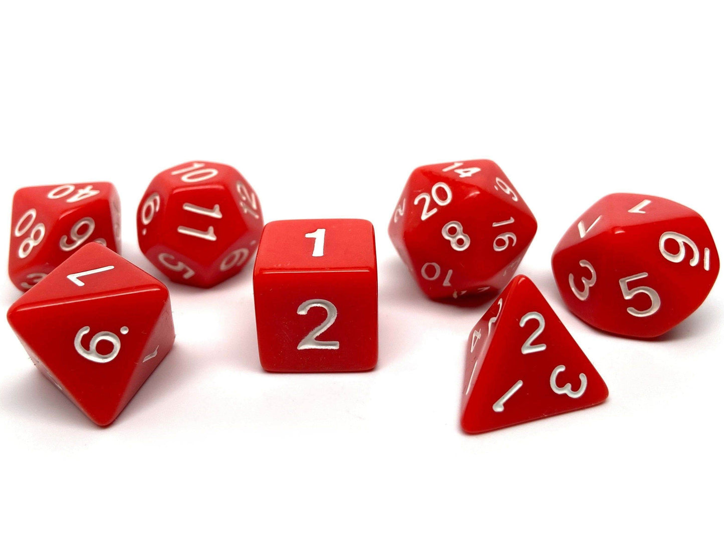 Red Opaque Dice - 7 Piece Set - 