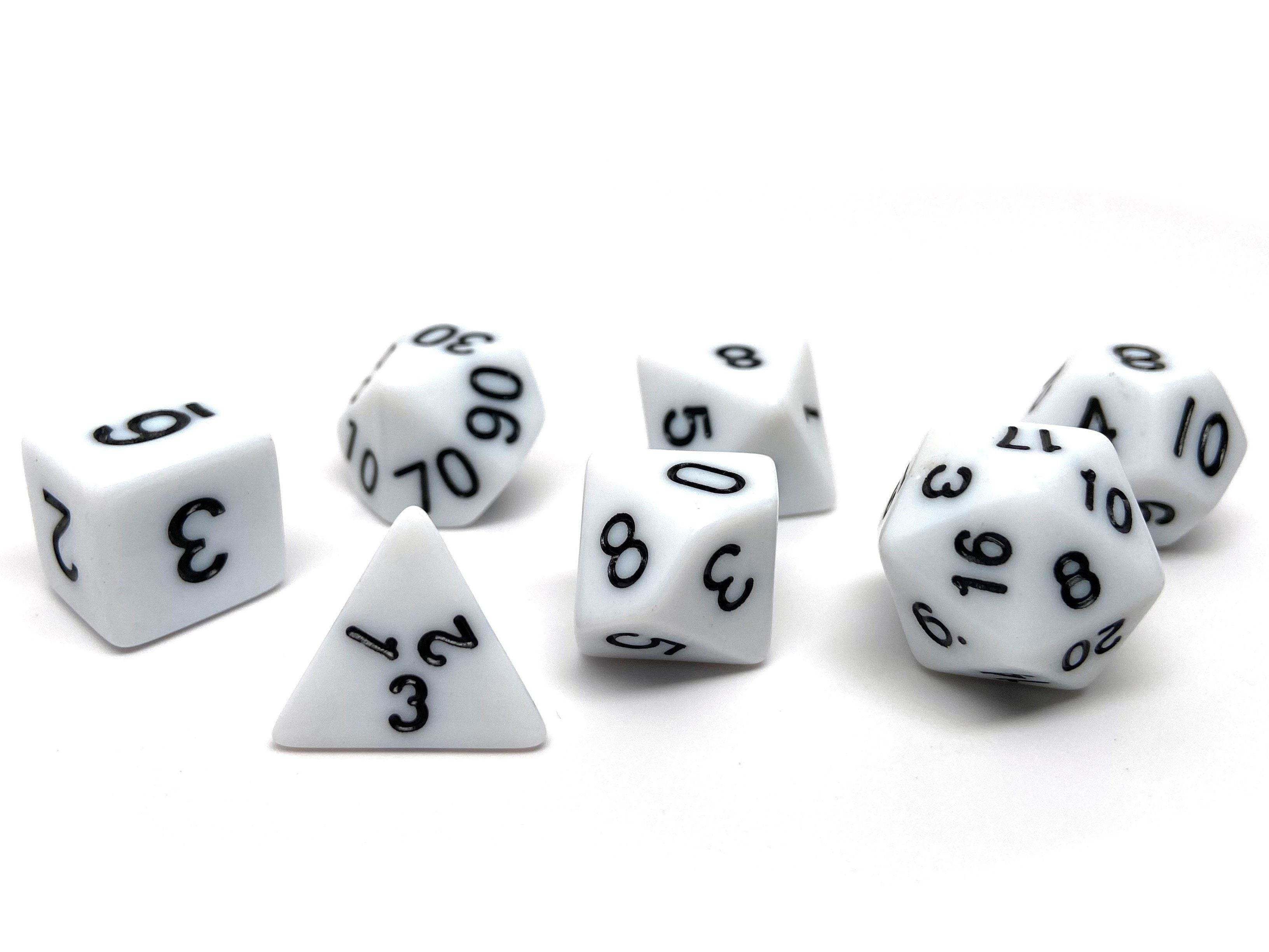 White Opaque Dice - 7 Piece Set - 