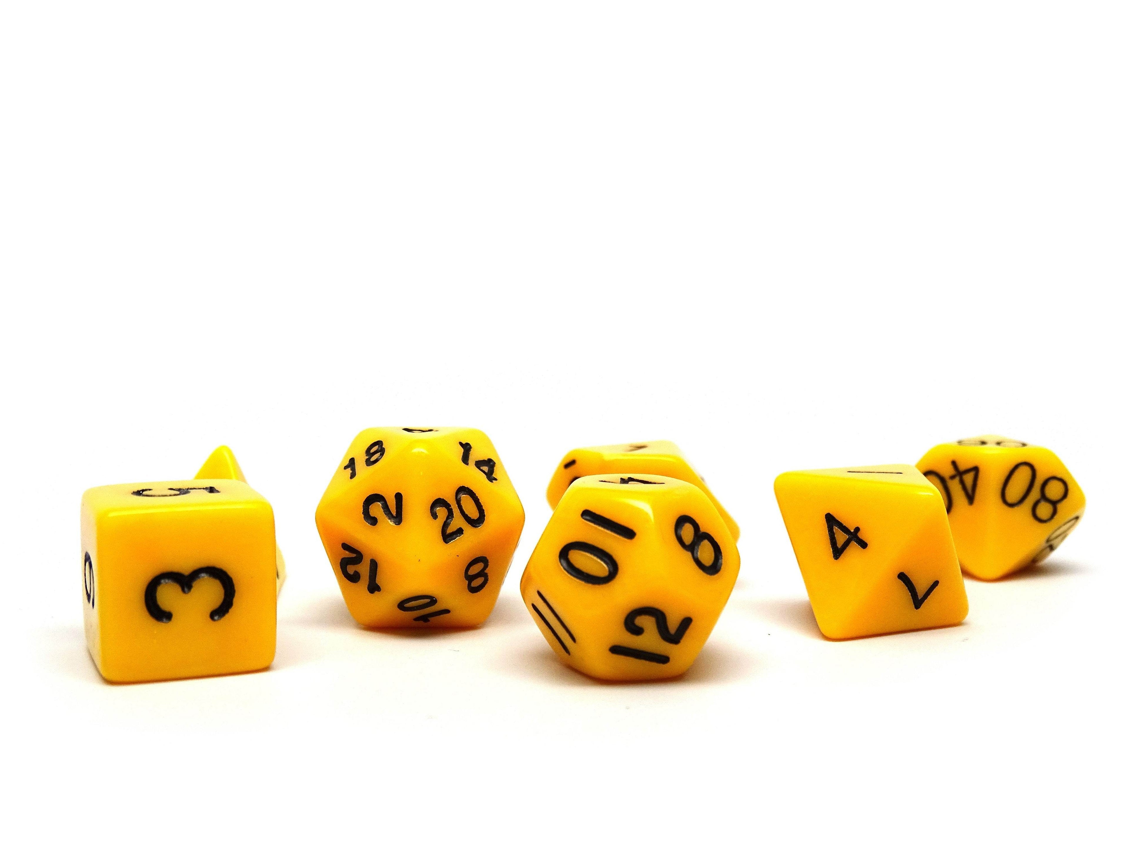 Yellow Opaque Dice - 7 Piece Set - 