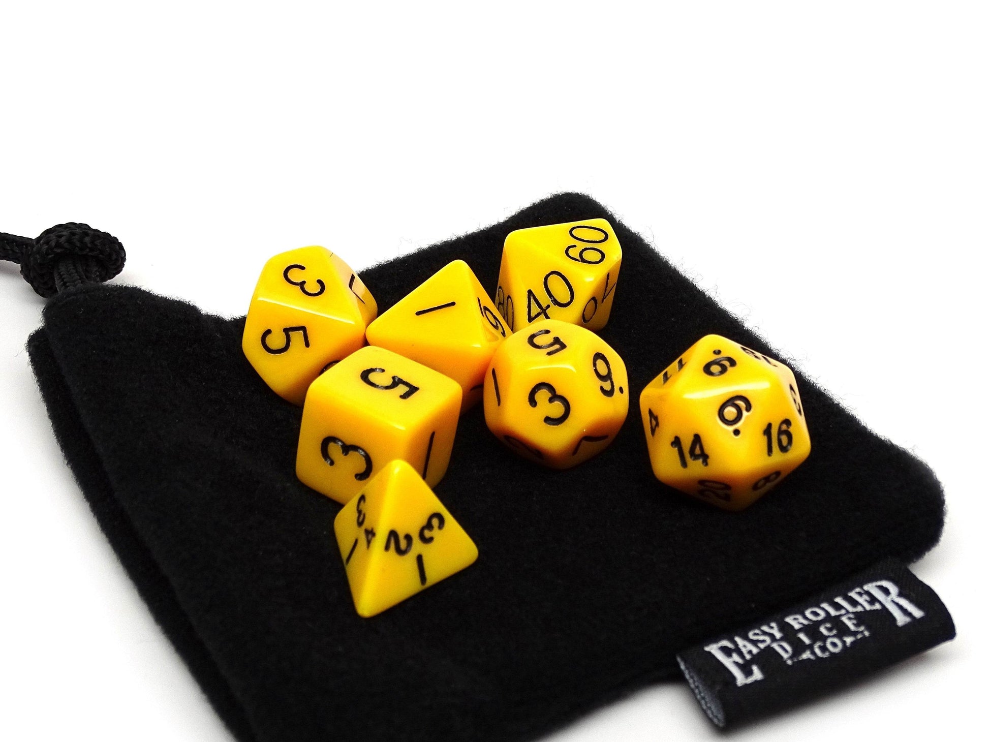 Yellow Opaque Dice - 7 Piece Set - 