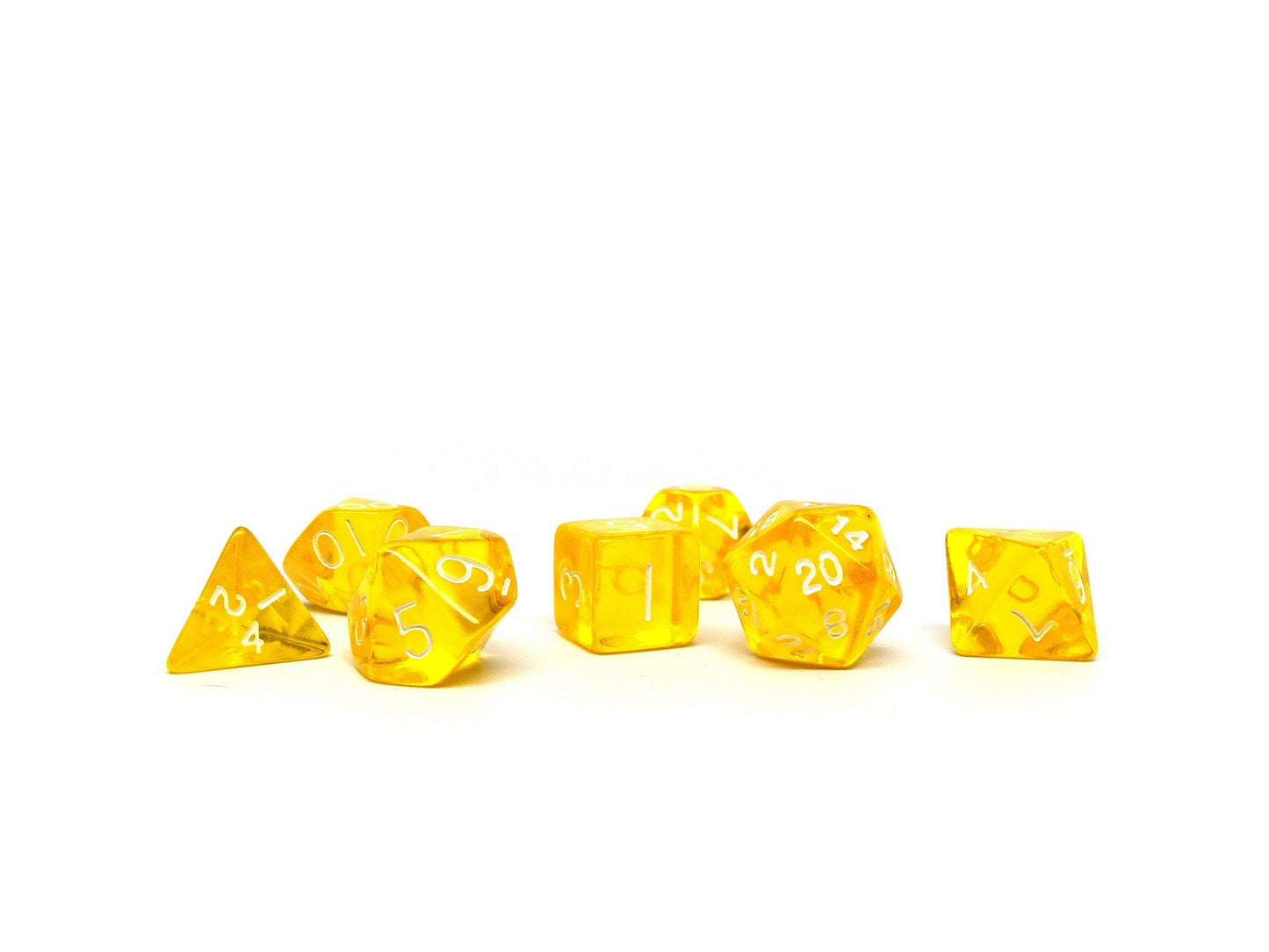Yellow Translucent Dice - 7 Piece Set - 