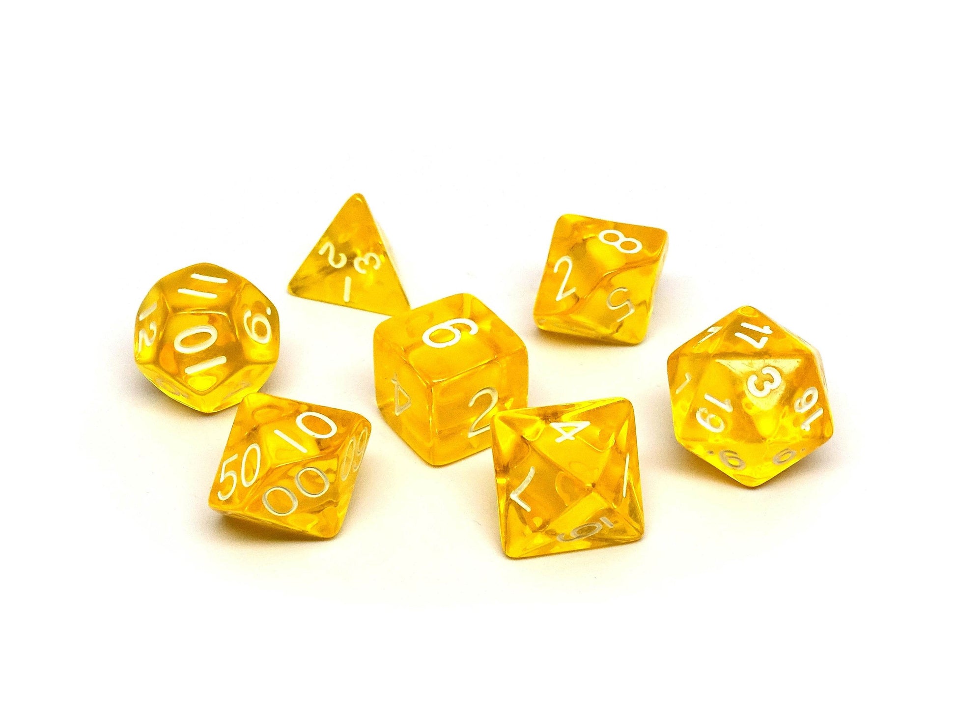 Yellow Translucent Dice - 7 Piece Set - 