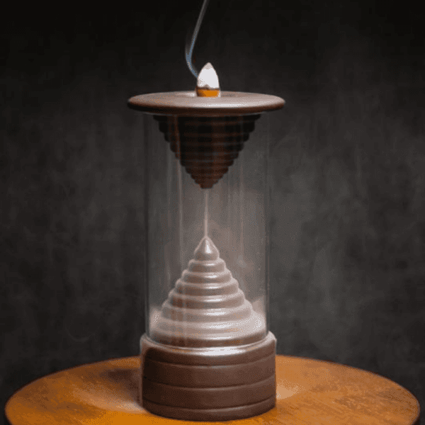 Hourglass Backflow Enclosed Backflow Incense Burner - Brown