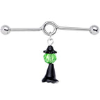 14G Green Gem Spooky Witch Halloween Dangle Project Bar 38mm