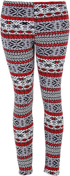 Ugly REINDEER SNOWFLAKES Pattern BLACK WHITE Christmas Leggings