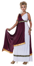 Women's Roman Empress Costume - White Dress with Gold Trim and Drape