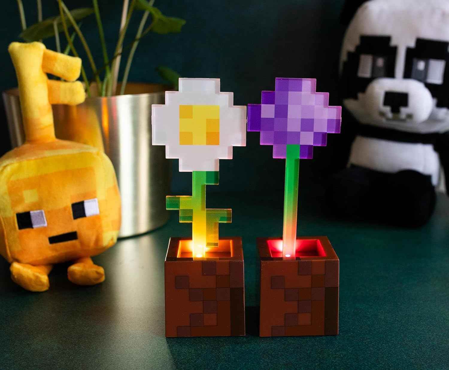 Minecraft Flower Pot Lights – Daisy & Allium LED Mood Lights for Gaming Room Decor - 