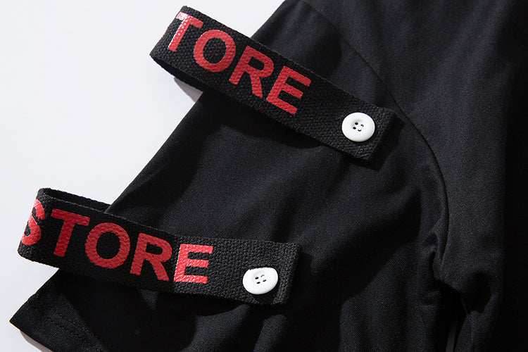 Black Solo Movement Short Sleeves Hoodie - Black / S