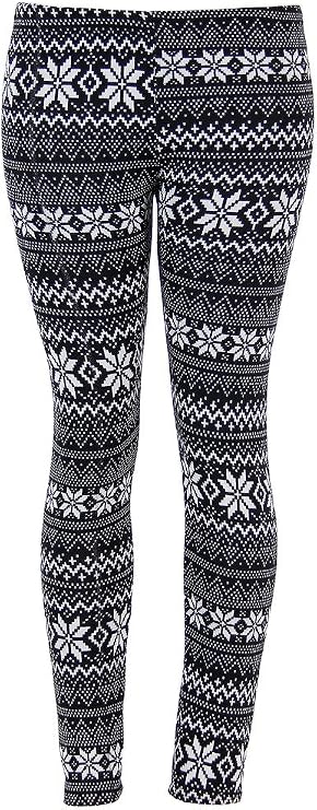 Ugly REINDEER SNOWFLAKES Pattern BLACK WHITE Christmas Leggings
