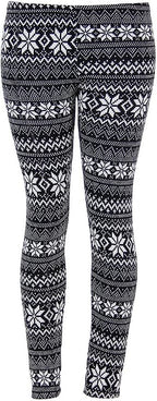 Ugly REINDEER SNOWFLAKES Pattern BLACK WHITE Christmas Leggings