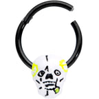 16G 3/8 Black White Skull Halloween Hinged Segment Ring
