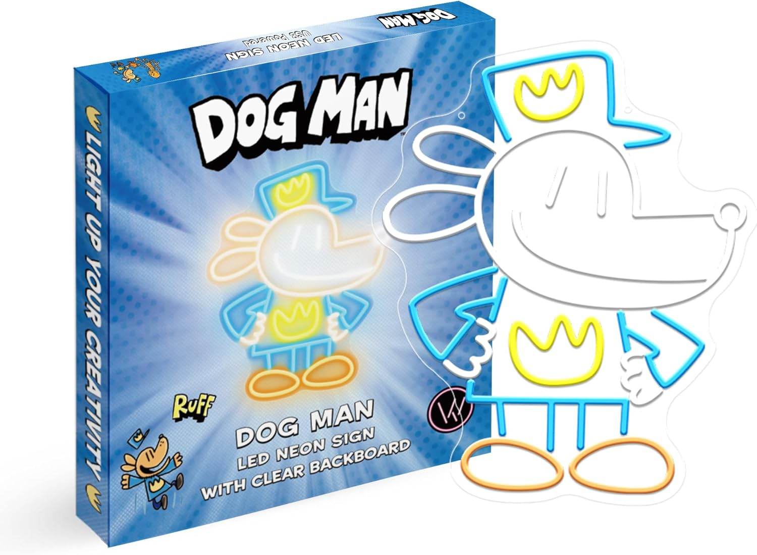 Dog Man LED Neon Sign – Vibrant Kids Bedroom Wall Decor | USB Powered Neon Light - DOG Man Color BG