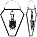 Black Bat Coffin Halloween Tunnel Plug Earrings