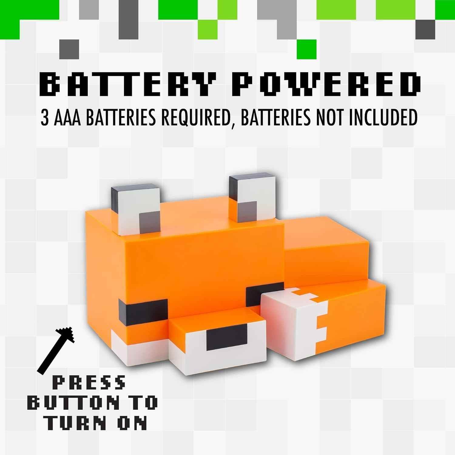 Minecraft Fox Night Light – Paladone Baby Fox Lamp with Soft Orange Glow - 