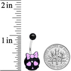 Cutie Heart Bow Black Skull Halloween Belly Ring