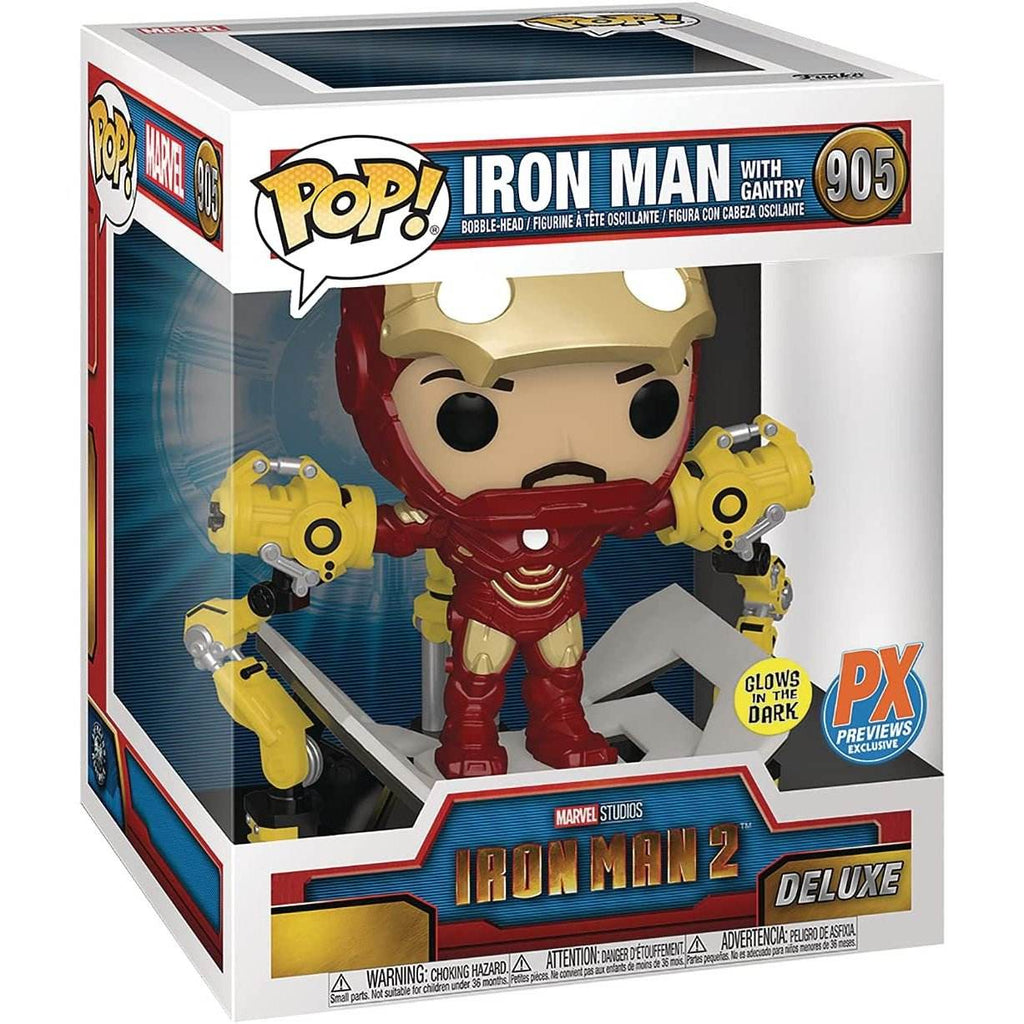 Funko Pop! Iron Man 2 MKIV with Gantry Glow-in-The-Dark Deluxe Vinyl Figure - 