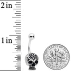 Clear Gem Angular Spooky Goth Skull Halloween Belly Ring
