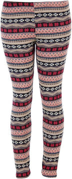Ugly REINDEER SNOWFLAKES Pattern BLACK WHITE Christmas Leggings