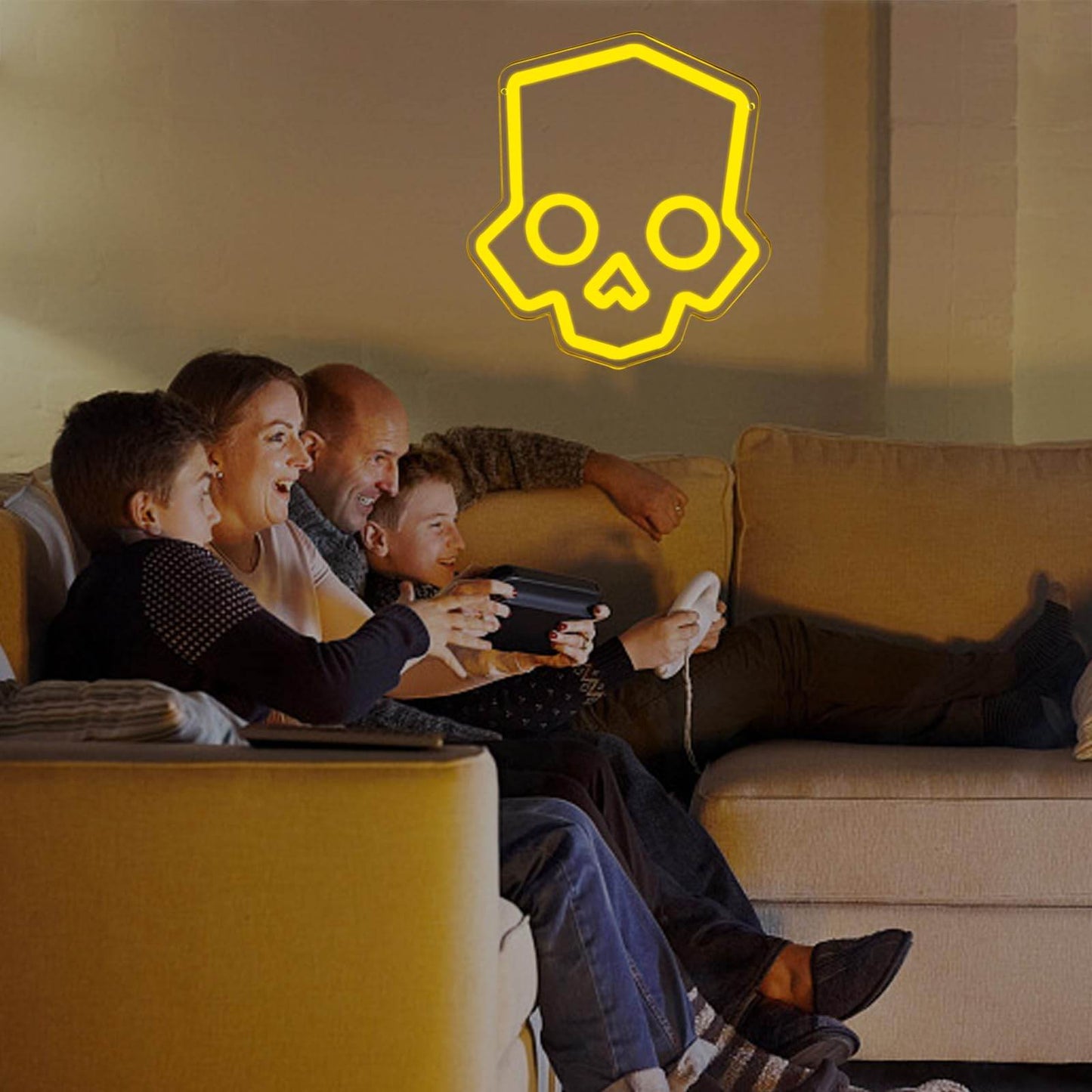 Skull Neon Sign – Yellow LED Neon Lights for Game Room Decor & Man Cave Lighting - Yellow,Hero Diver