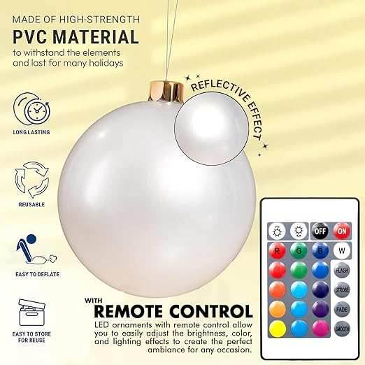 Inflatbale Oversized Ornaments Balls Outdoor Indoor Light up LED - 