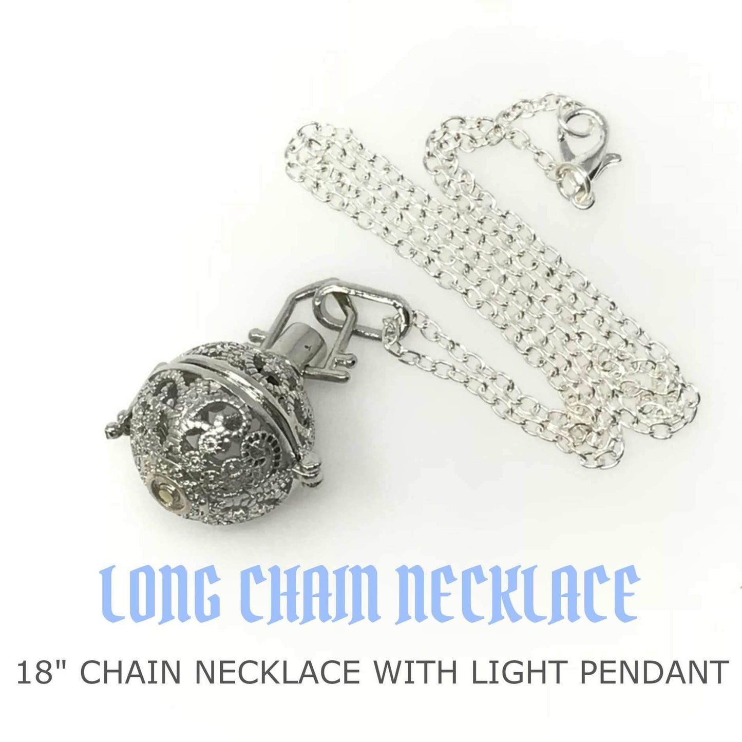 Steampunk fire necklace glow orb necklace - blue