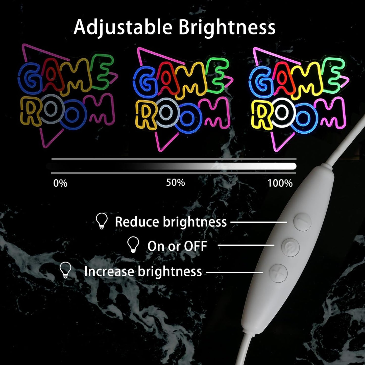 Game Room Neon Sign - Colorful LED Neon Lights USB, Gaming Wall Decor 13.2x14"