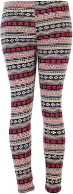 Ugly REINDEER SNOWFLAKES Pattern BLACK WHITE Christmas Leggings