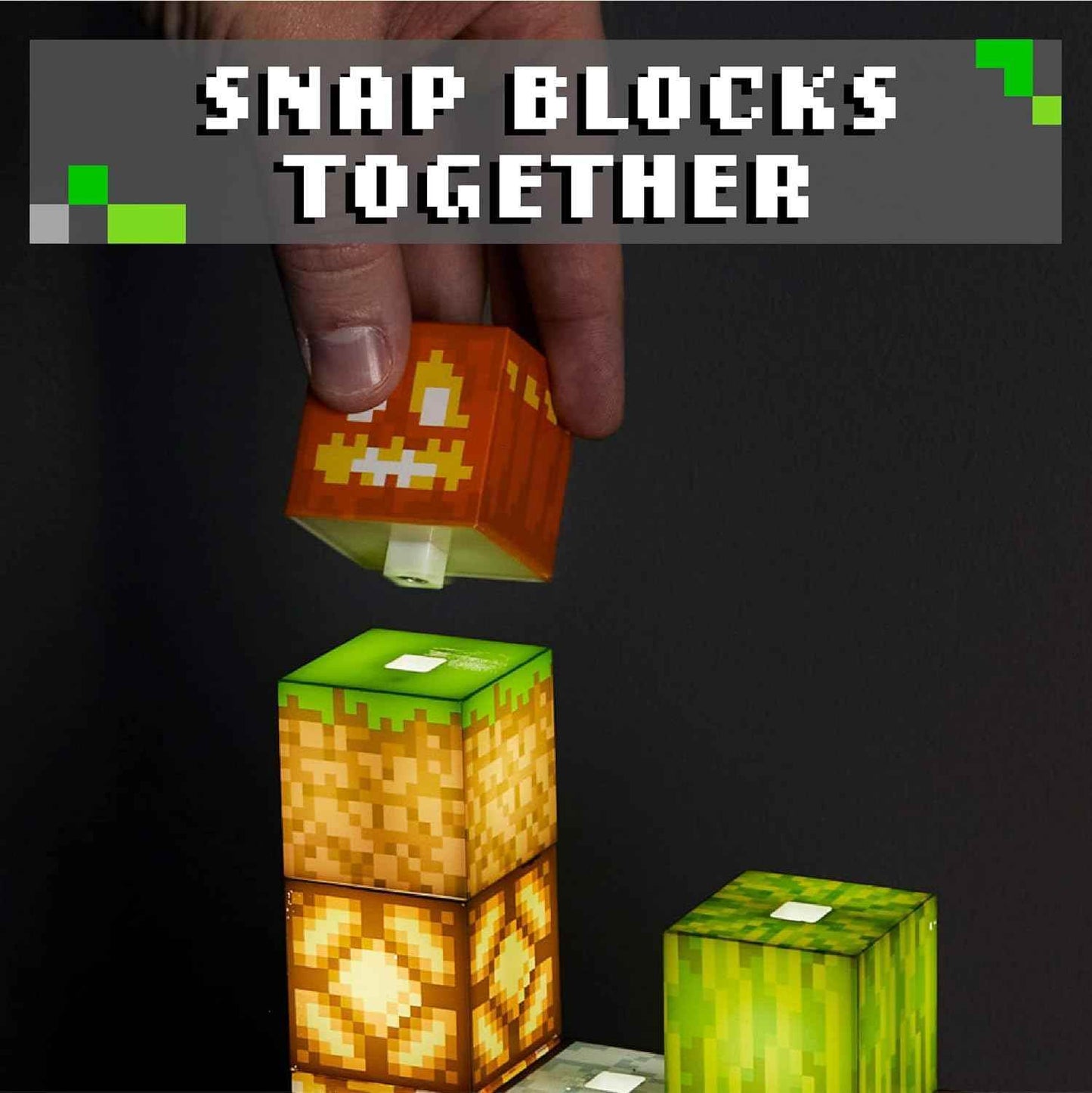Minecraft Night Light – LED Block Lamp | Custom Stackable Light Blocks for Gaming Room - 