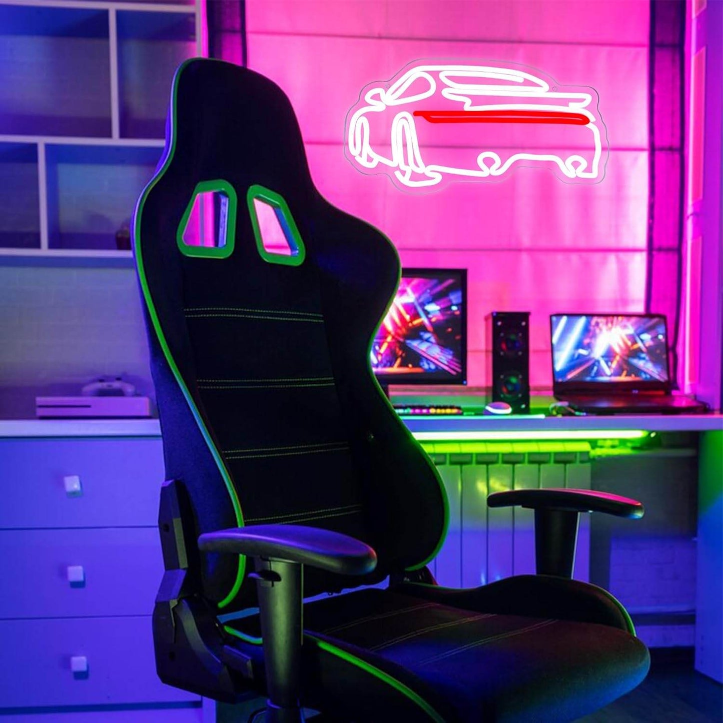 Sports Car Neon Signs for Wall Decor,Dimmable Garage Neon Light,Usb Powered Car Signs for Kids Bedroom Boys Room Playroom Man Cave Bar Birthday Gifts(15 * 7.9in) - 