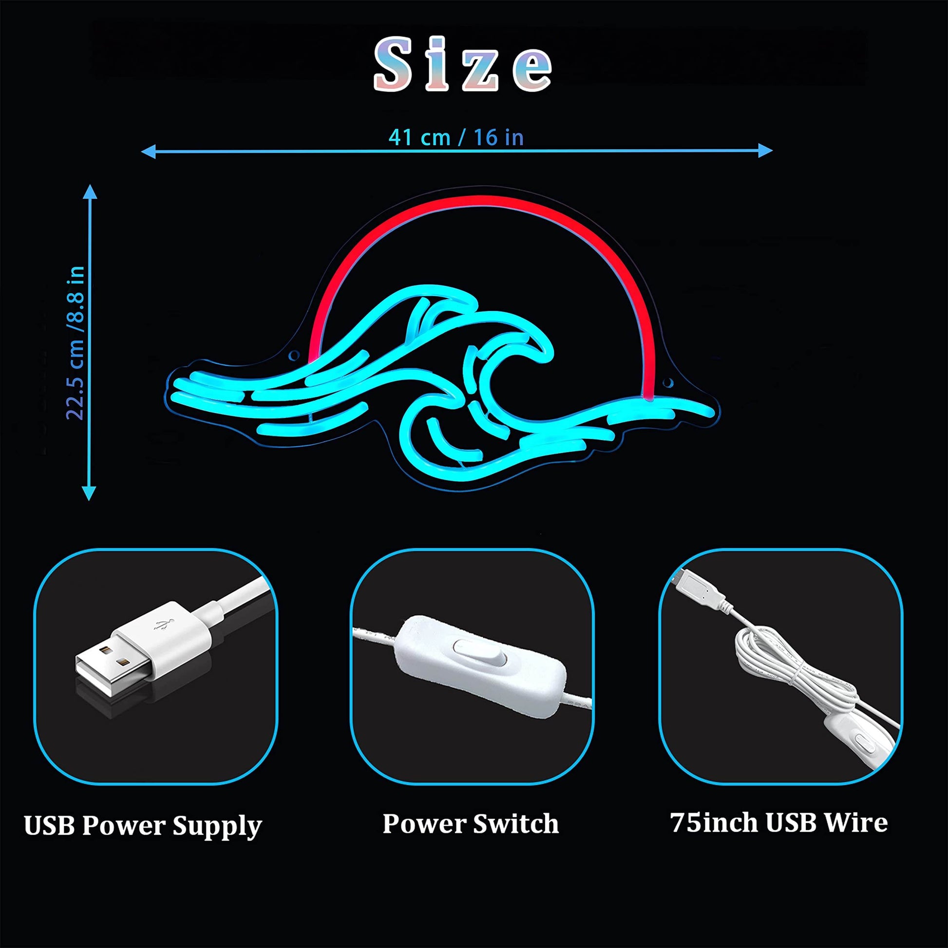 Anime Neon Sign - LED Red Cloud USB Powered Dimmable Wall Light for Gaming Room Decor - Ice Blue