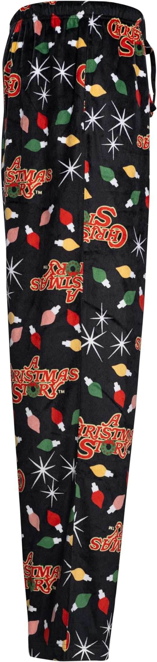 Brushed Fleece Holiday Lights Pj Lounge Pants Pajamas for Men - S
