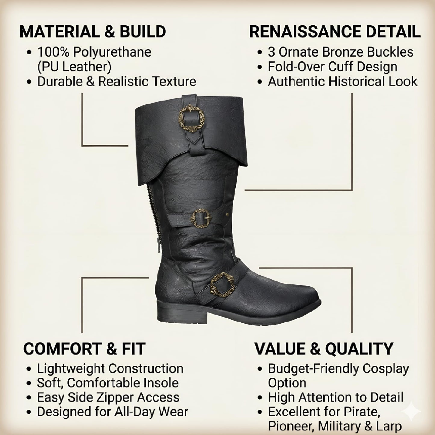 Caribbean Pirate Costume Boots
