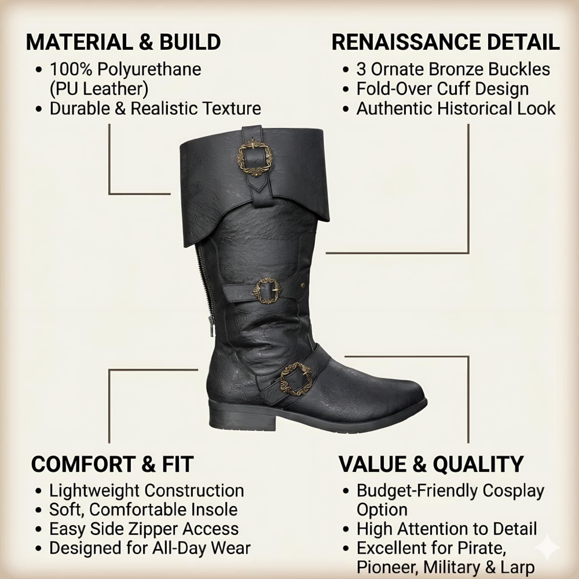 Caribbean Pirate Costume Boots