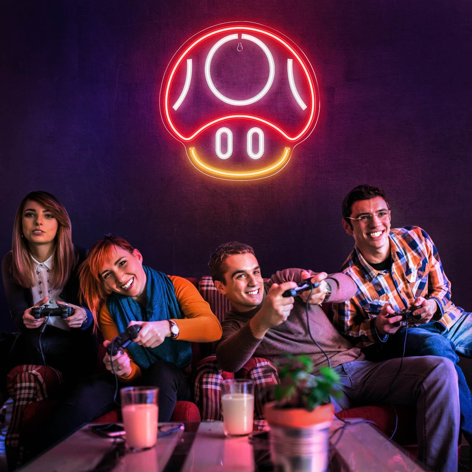 Gaming Neon Sign - LED Neon Light for Game Room Decoration | Teen Gamer Gift - Mushroom1_Green